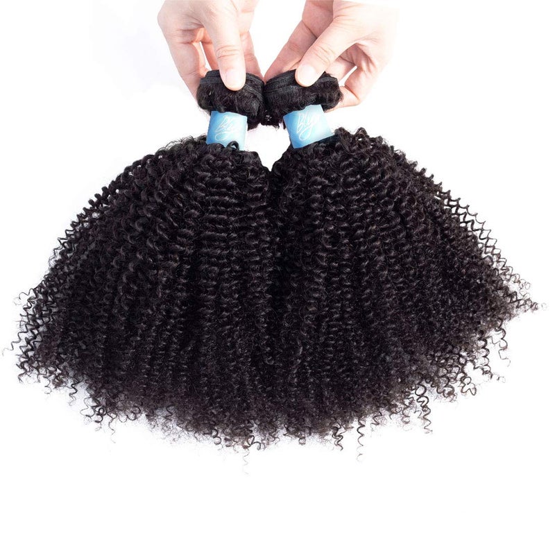 BLY 7A Mongolian Afro Kinky Curly Boho Human Braiding Hair 3 Bundles Unprocessed Hair Weave Weft Big Hair for African American Women Natural Color (20/22/24 Inch) - Image 3